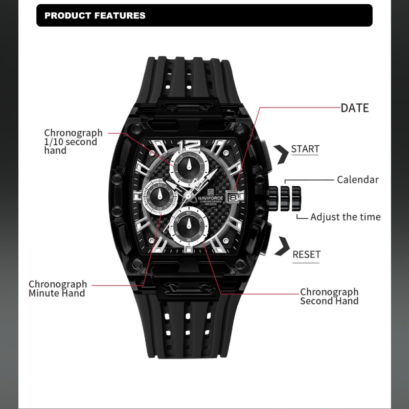 NAVIFORCE Man's Watch 5ATM Wat - Resistance Band recension och pris